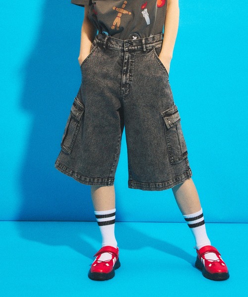 「PUNYUS」 デニムハーフパンツ 4 ブラック レディース_画像2