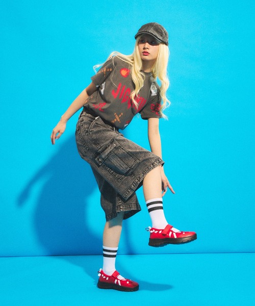 「PUNYUS」 デニムハーフパンツ 4 ブラック レディース_画像5