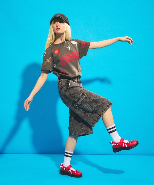 「PUNYUS」 デニムハーフパンツ 4 ブラック レディース_画像6