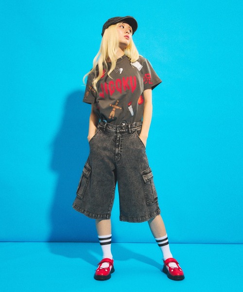 「PUNYUS」 デニムハーフパンツ 4 ブラック レディース_画像7