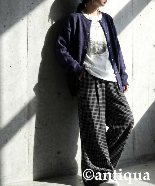 antiqua（アンティカ） ワイドパンツ パンツ チェック柄 ワイドパンツ