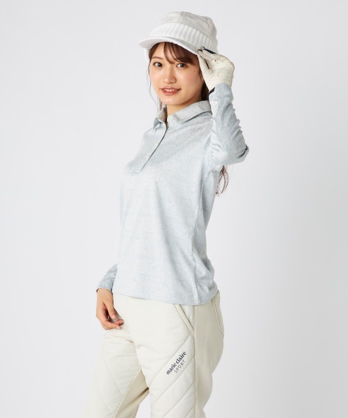 「marie claire」 長袖ポロシャツ MEDIUM ライトピンク レディース_画像9