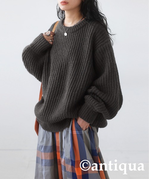 「antiqua」 長袖ニット FREE グリーン レディース_画像7