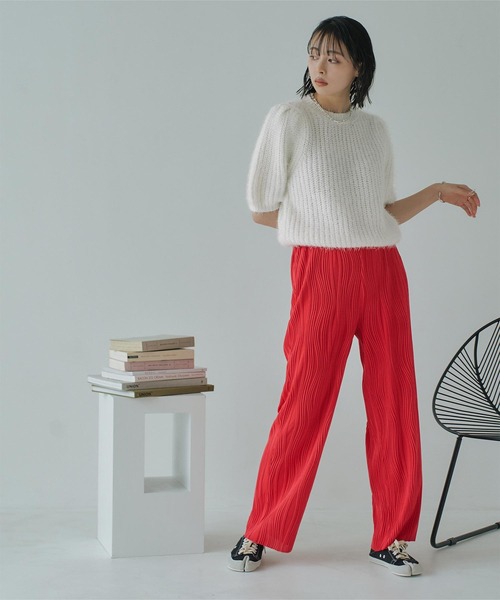 「miette」 半袖ニット FREE ブルー レディース_画像2
