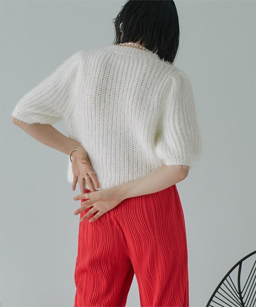 「miette」 半袖ニット FREE ブルー レディース_画像3