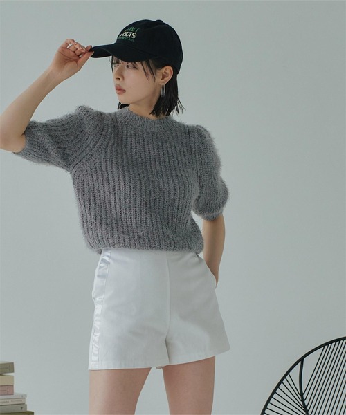 「miette」 半袖ニット FREE ブルー レディース_画像4