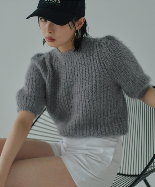 「miette」 半袖ニット FREE ブルー レディース_画像5