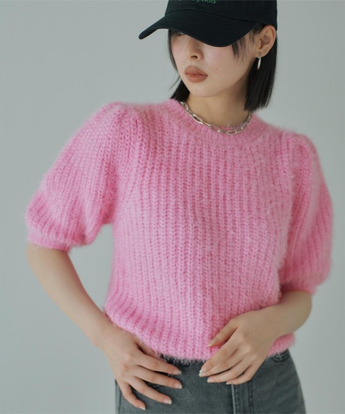 「miette」 半袖ニット FREE ブルー レディース_画像8