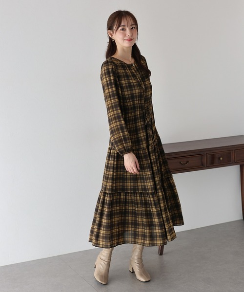 「BLUEEAST」 長袖ワンピース MEDIUM ブラウン レディース_画像3