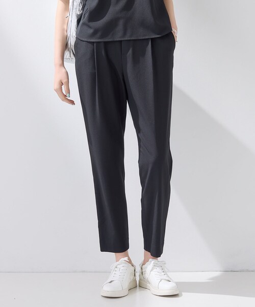 超極美品✨24SS✨インディヴィ✨ノーカラー✨パンツスースセットアップ✨36✨黒 INDIVI（インディヴィ） パンツ 「SETUP可能」エアリーテーパード