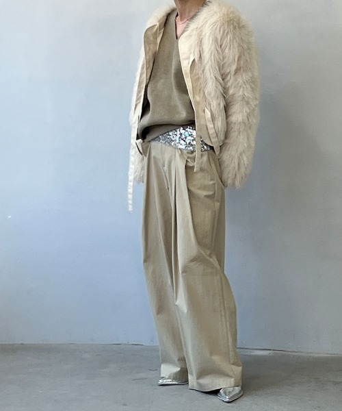 「chuclla」 ノーカラージャケット S/M ライトベージュ レディース_画像9