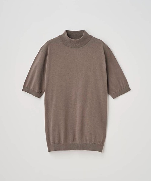 セーター ニット モックネック半袖コットンニットＴシャツ メンズの画像