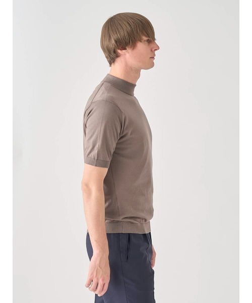 セーター ニット モックネック半袖コットンニットＴシャツ メンズの画像