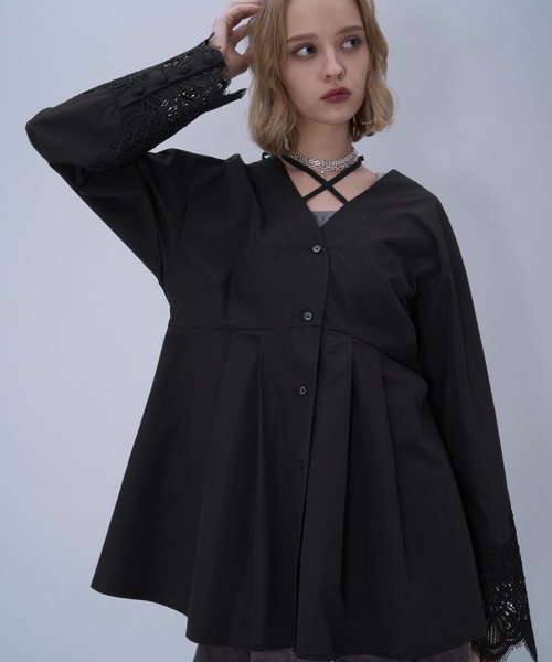 【新品タグ付き】HARE　NAGONコラボシャツ　ブラック　ブラウス 新品タグ付き】HARE NAGONコラボシャツ ブラック ブラウス HARE（ハレ