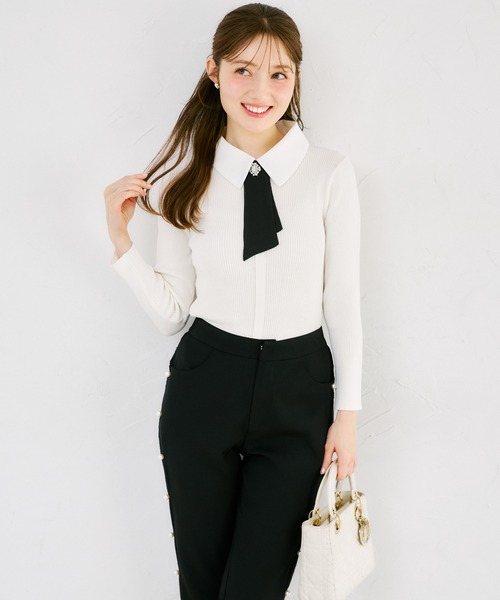 tocco closet（トッコ クローゼット） スラックス パンツ パール付き
