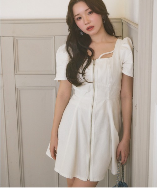 rienda（リエンダ） ワンピース 半袖 「SNSで話題」フロントジップ