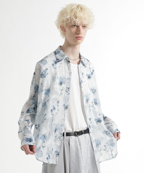 HARE シースルー花柄シャツ (値段交渉は多少可能です) HARE（ハレ） シャツ Flowerジャガードシアーシャツ(HARE) メンズ