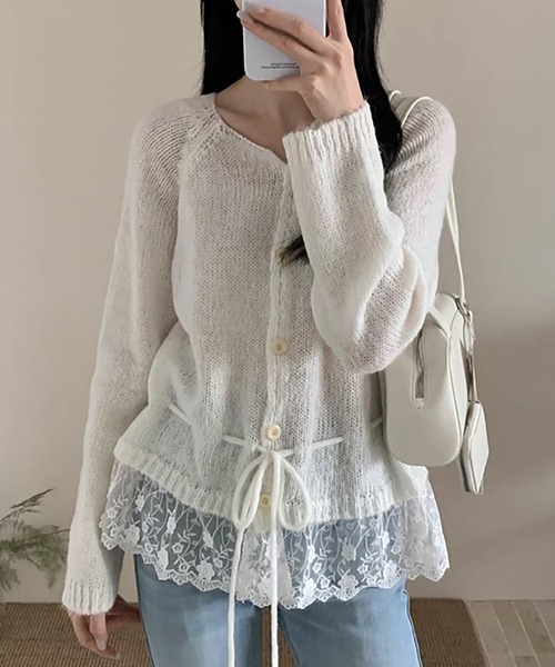 新品 裾レースカーディガン natural couture｜裾レースカーディガン | Rakuten Fashion(楽天