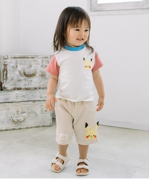 tシャツ monpoke モンポケ 半袖Tシャツ 胸刺繍 ピカチュウ キッズ