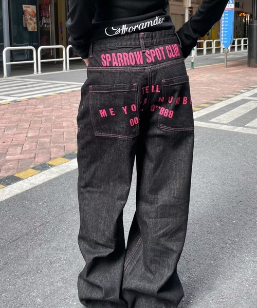 Sibra（シブラ） ジーンズ デニム デニムパンツ 配色ステッチロゴ