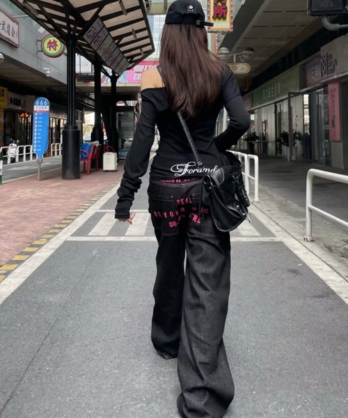 Sibra（シブラ） ジーンズ デニム デニムパンツ 配色ステッチロゴ