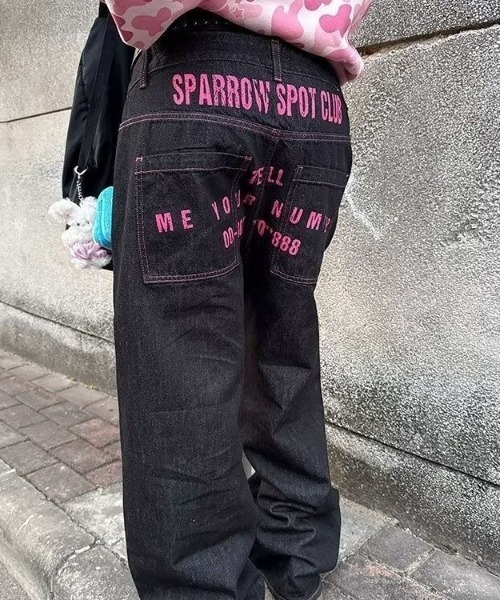 Sibra（シブラ） ジーンズ デニム デニムパンツ 配色ステッチロゴ