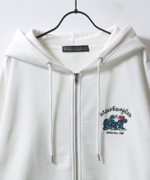 Mark Gonzales（マークゴンザレス） ジップアップパーカー M ホワイト