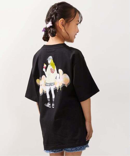 uvカット ワンピース ガールイラストバックプリント ビッグTワンピ キッズ 子供服 女の子の画像