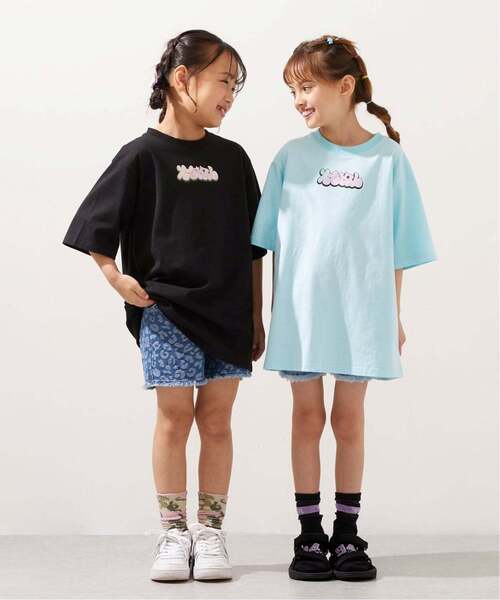 uvカット ワンピース ガールイラストバックプリント ビッグTワンピ キッズ 子供服 女の子の画像