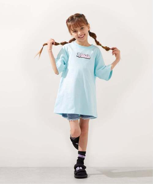 uvカット ワンピース ガールイラストバックプリント ビッグTワンピ キッズ 子供服 女の子の画像