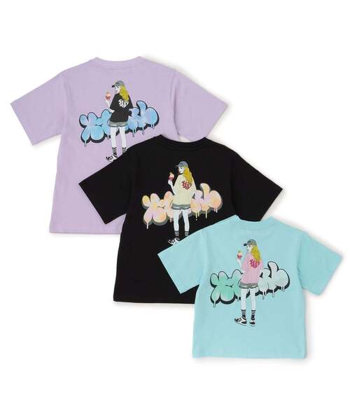 uvカット ワンピース ガールイラストバックプリント ビッグTワンピ キッズ 子供服 女の子の画像