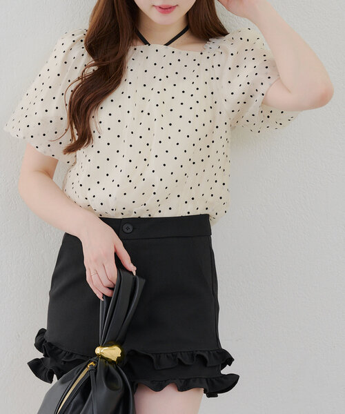 「continuer de NICE CLAUP」 半袖ブラウス FREE アイボリー レディース_画像9