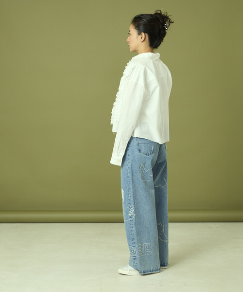 「Freada」 長袖シャツ ONE SIZE ホワイト レディース_画像3