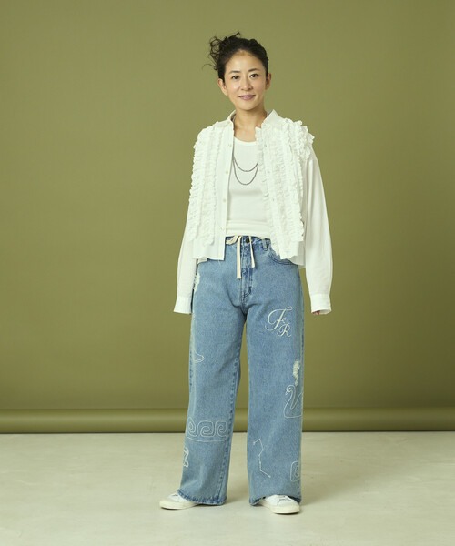 「Freada」 長袖シャツ ONE SIZE ホワイト レディース_画像8