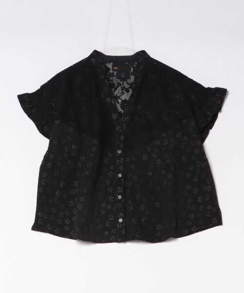 mien ブラウス シャツ 夏 半袖 「mien別注」花柄刺繍レースブラウス