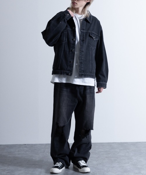 「NYLAUS」 デニムパンツ L ブルー メンズ_画像2
