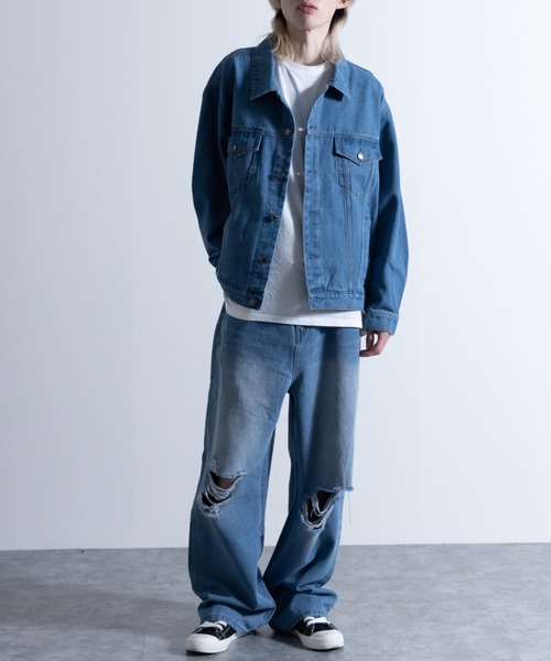 「NYLAUS」 デニムパンツ L ブルー メンズ_画像3