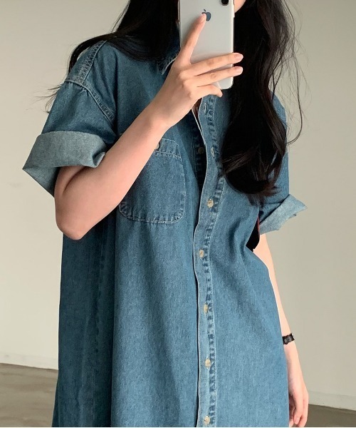 「FAVORITO」 シャツワンピース F ダークブルー レディース_画像3