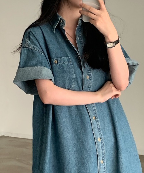 「FAVORITO」 シャツワンピース F ダークブルー レディース_画像4