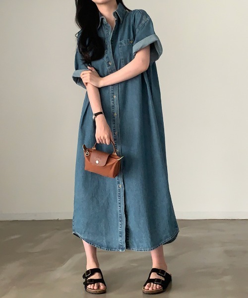 「FAVORITO」 シャツワンピース F ダークブルー レディース_画像9