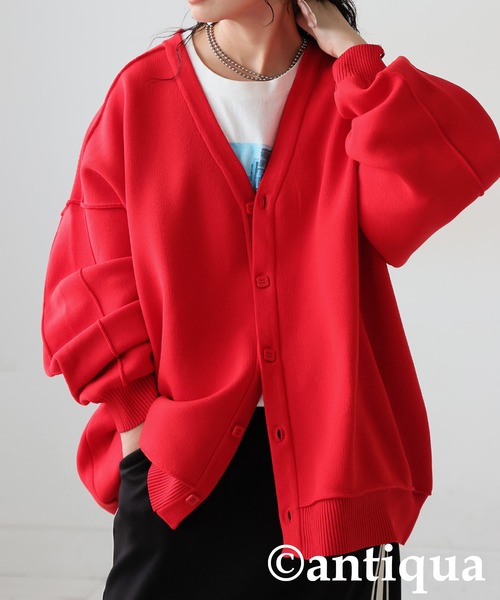 「antiqua」 ニットカーディガン ONESIZE パープル レディース_画像3