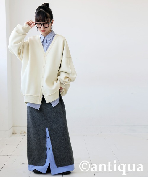 「antiqua」 ニットカーディガン ONESIZE パープル レディース_画像9