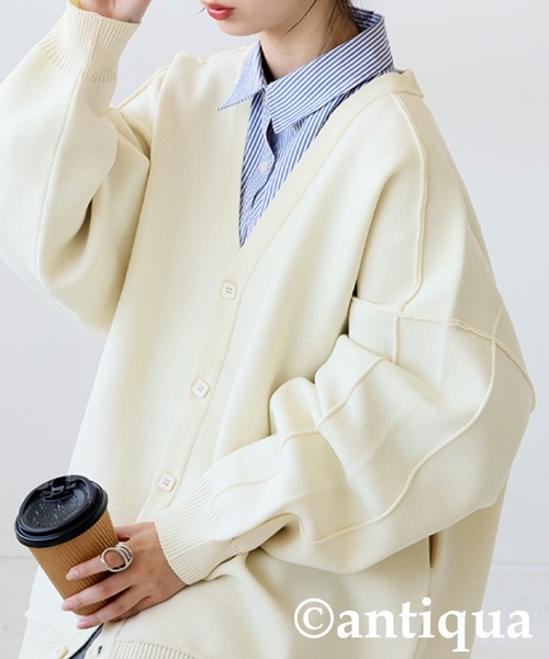 「antiqua」 ニットカーディガン ONESIZE パープル レディース_画像10