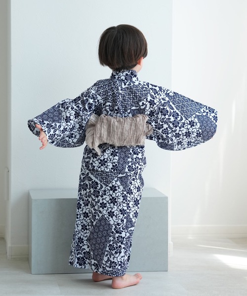 utatane 浴衣 キッズ浴衣3点セット 男の子 utatane×注染工房 紺