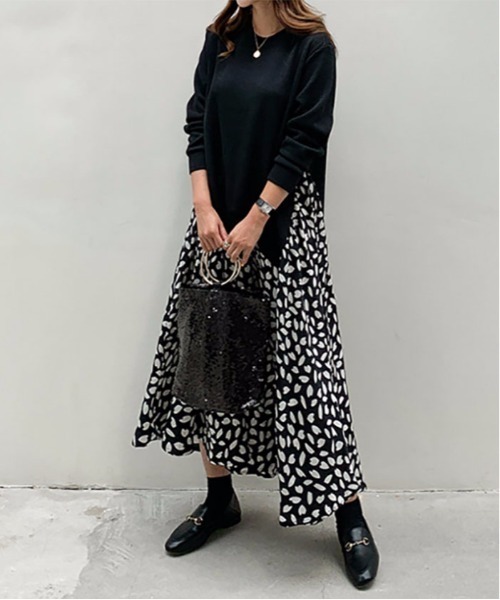 ワンピース レイヤード風 異素材ドッキングワンピース : ZOZOTOWN