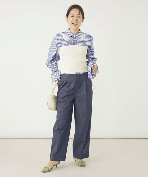 NOLLEY'S　リボンスリーブショートシャツ NOLLEY'S シャツ ブラウス リボンスリーブショートシャツ