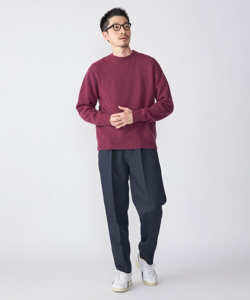 SHIPS any タック チェック テーパード パンツ SHIPS any:〈ウォッシャブル〉チェック テーパード イージー