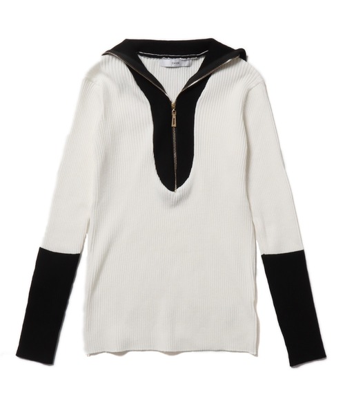 トップス Ashop ROOP TOKYO tシャツ Bicolor half-zip knit/バイカラーハーフ