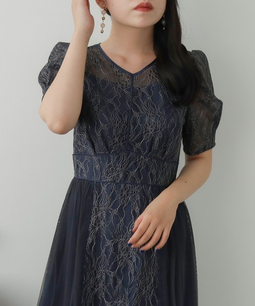 フラワー刺繍 パーティー ドレス 結婚式 お呼ばれ オケージョン