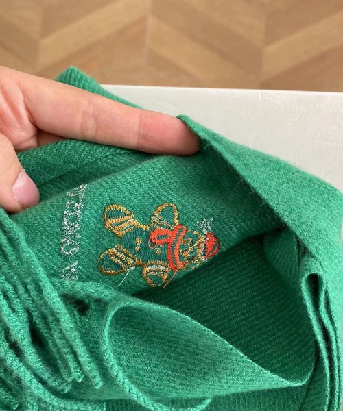 オシャマク刺繍マフラー新品未開封 マフラー クリスマスワンポイント刺繍マフラー メンズ